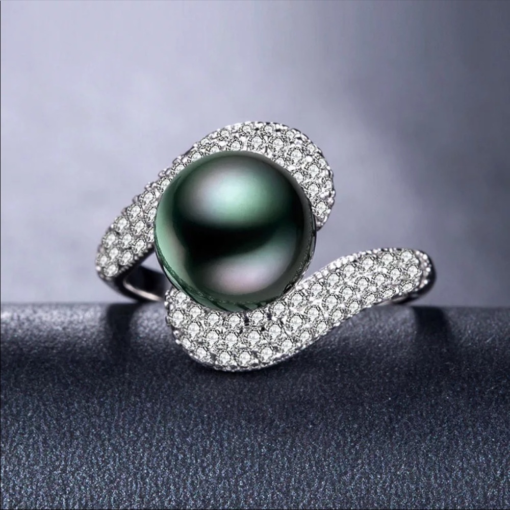 New 925 Silver Sapphire Pearl Women’s Ring - Picture 4 of 6